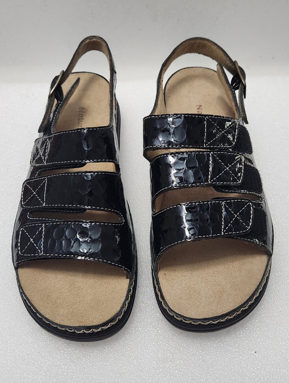 NATURALIZER LEATHER TEXTURED SLINGBACK BUCKLE SANDAL WOMEN'S 8M